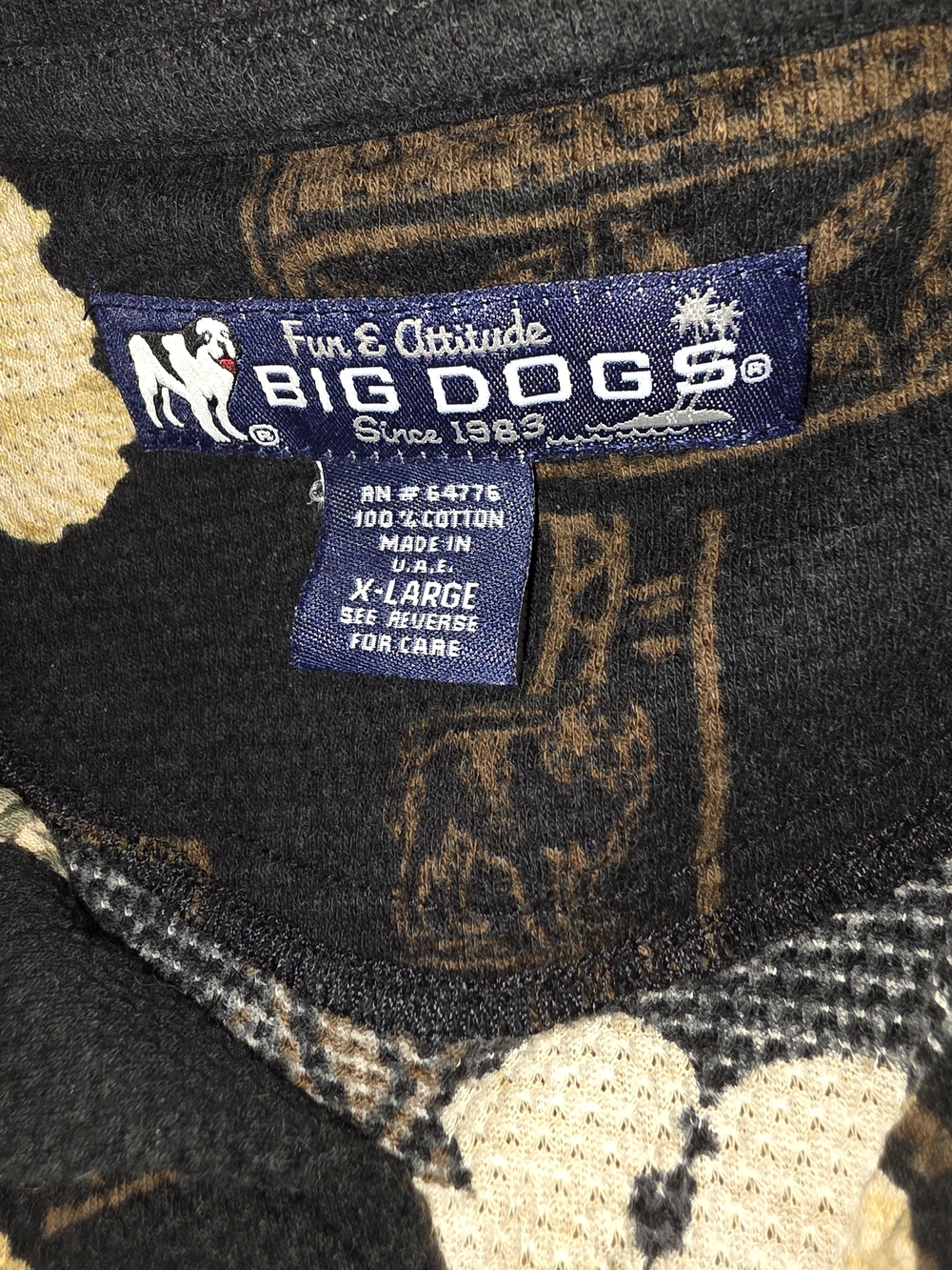 Big Dogs Black Shirt with Tan Graphic Accents